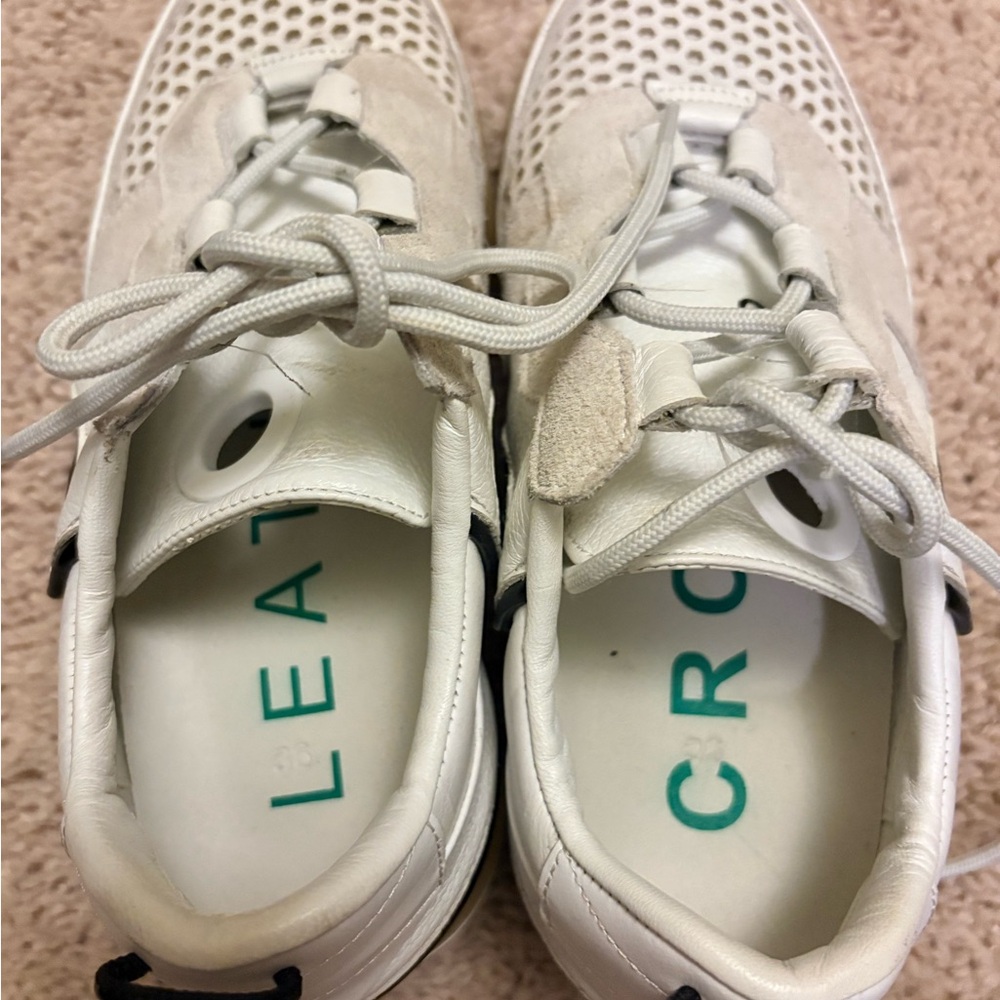 Leather Crown White Athletic Shoes